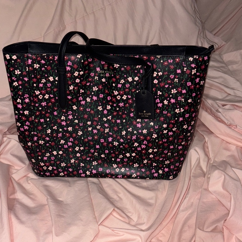 Kate Spade Black and Pink Heart Tote Bag